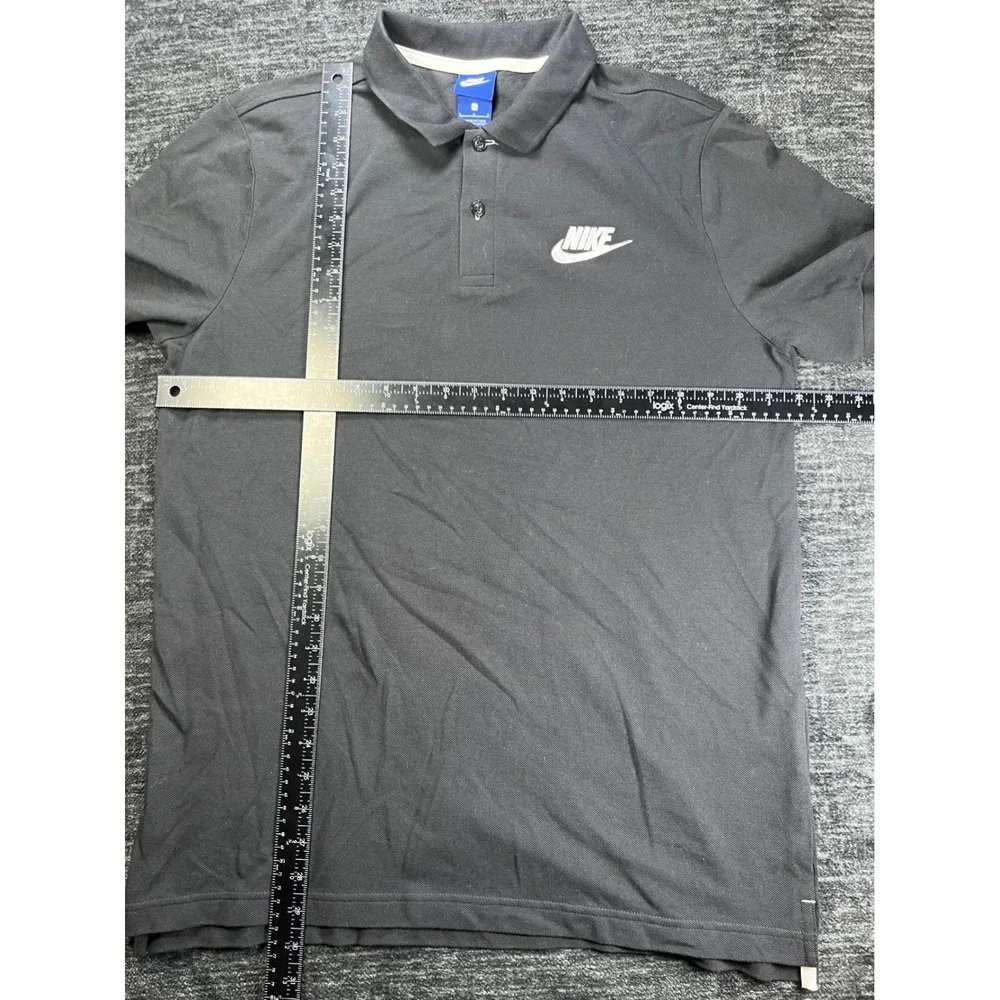 Nike Polo Shirt Mens Large Black Embroidered Futura Logo Short Sleeve Pique